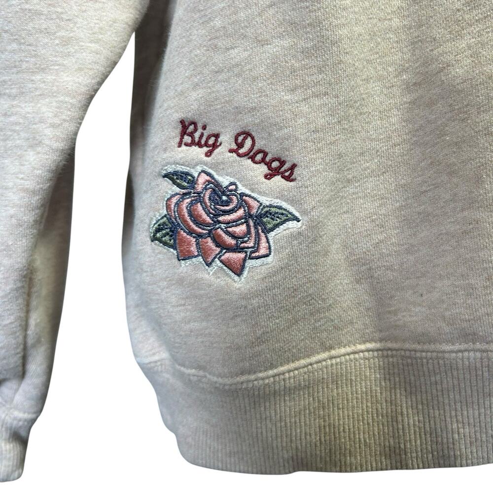 Big Dogs Embroidered Attitude Sweatshirt Patchwork Y2K Beige Medium - Picture 11 of 14
